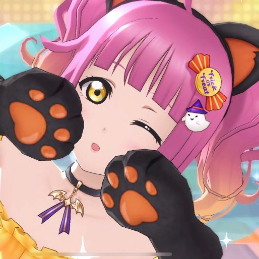 anime girl with cat ears and pink hair posing with paws up